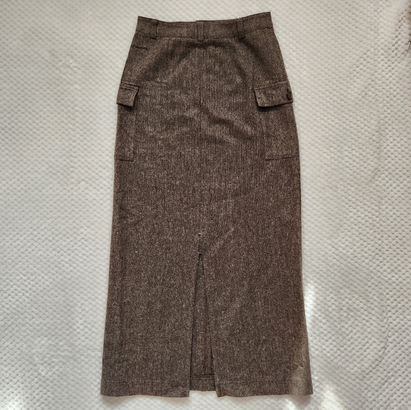 Vintage Wool Blend Cargo Midi Skirt - Picture 4 of 5